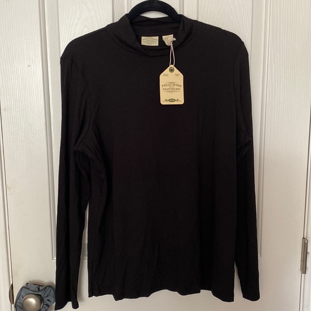 Telluride black turtleneck cut long sleeve shirt